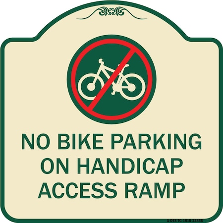 Signmission No Bike Parking on Handicap Access Ramp Heavy-Gauge Aluminum Sign, 18" x 18", TG-1818-23855 A-DES-TG-1818-23855